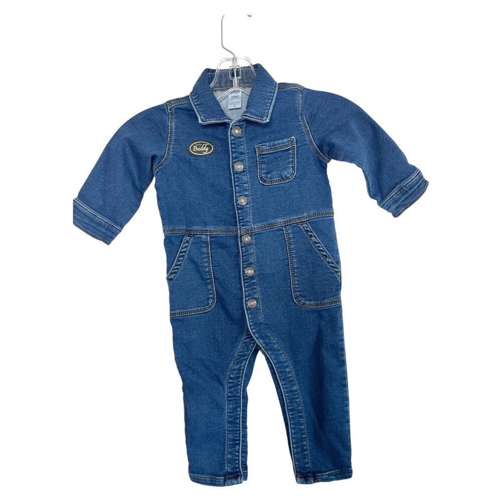 CARTER'S Denim Jumpsuit Sz 18M One Piece Outfit Mechanic Suit Little Buddy Baby